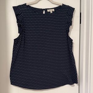 Monteau Navy and White Patterned Blouse